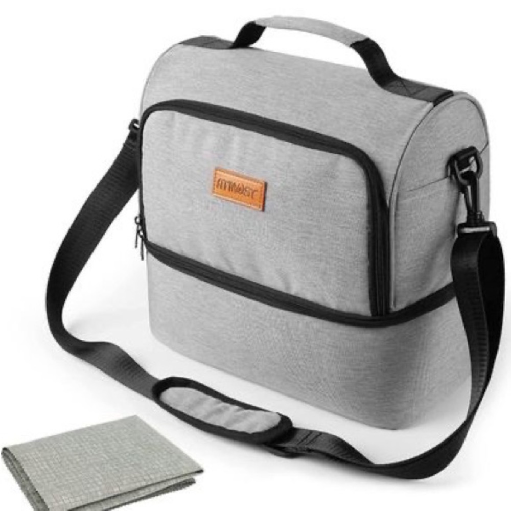 Large Insulated lunch Bag with PORTABLE PLACEMAT,15L Capacity